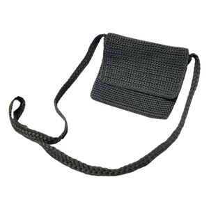 Old Navy Dark Olive Green Crochet Crossbody Mini Purse Bag, Zipper and Flap